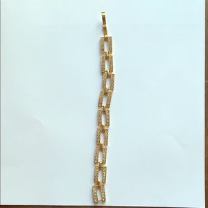 J. Crew Rhinestone and gold tone clasp bracelet
